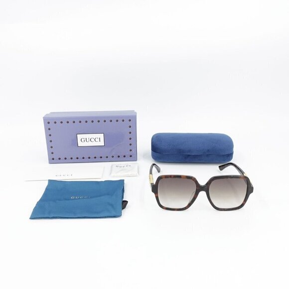 Gucci GG1189 Square Unisex Sunglasses Tortoise Brown OS - Picture 5 of 16